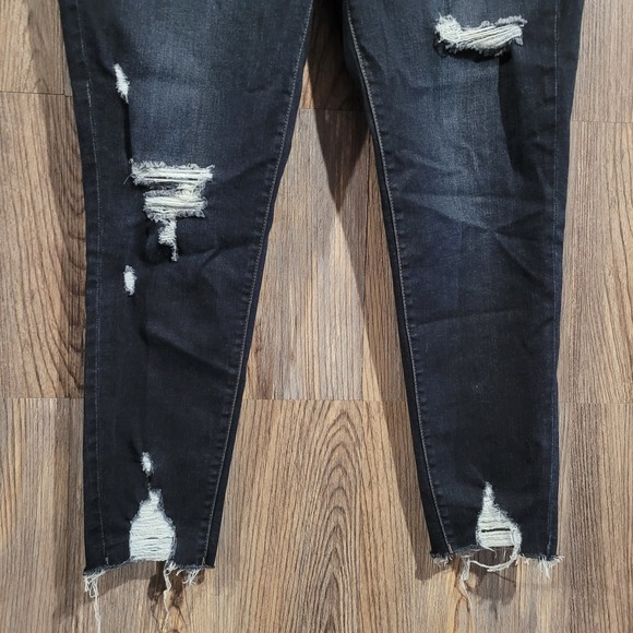 Lularoe Tummy Control Distressed Ankle Jeans Size 32 x 26.5 High Rise Dark Wash - Picture 3 of 10